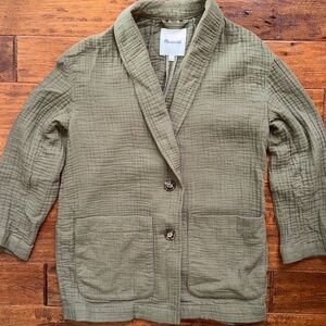 Madewell Olive Green Lightspun Dorset Slouchy Cardigan Blazer, Size Small